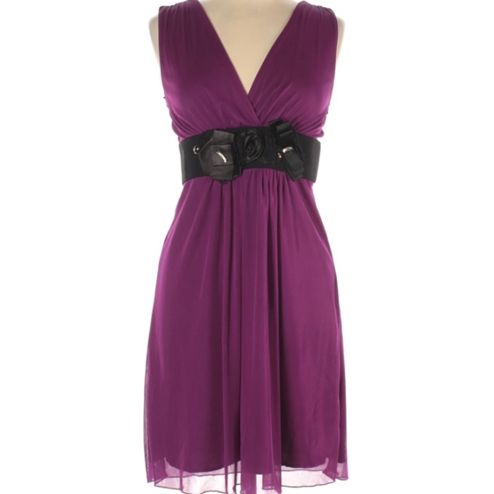 Vibrant Purple Dress with Black Sash